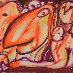 “Family”, mixed media on paper, cm 48 x 33, 2016